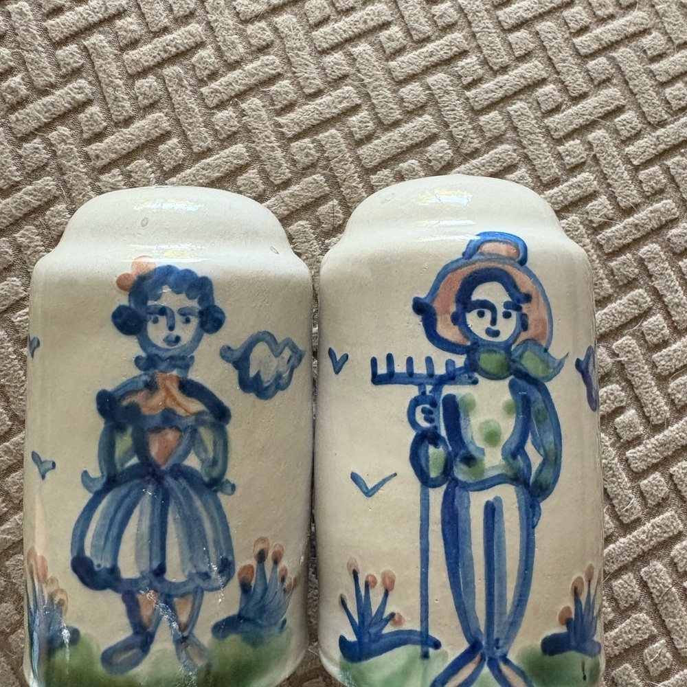 Vintage MA Hadley Salt and Pepper Shakers - Farmer and Wife - Large 4 1/2" Tall